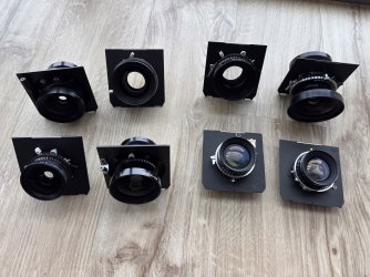Extensive 4x5 kit - Chamonix Hs-1, 6x17, 6x12 and 6x9 backs, Rodenstock, Schneider, Fujinon, & Nikkor lenses, center filter, and accessories
